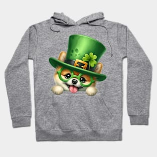 St Patricks Day Peeking Pomeranian Dog Hoodie